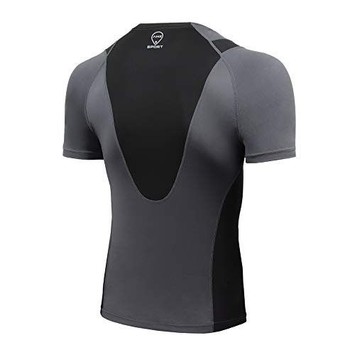 AMZSPORT Maglia Compressione da Uomo Camicia a Maniche Corte Sports Fitness Shirt 