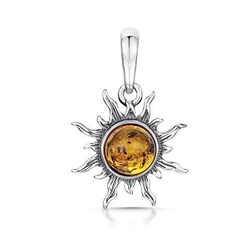 ciondolo a forma di sole in argento Sterling 925 con ambra baltica Visita lo Store di AmbertaAmberta 